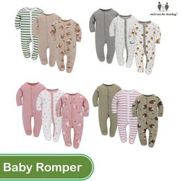 3pcs Baby Rompers Cotton Infant Pyjamas Full Sleeve Toddler Breathable Jumpsuit born Boys Girls Kids Clothes for Four Season 231225