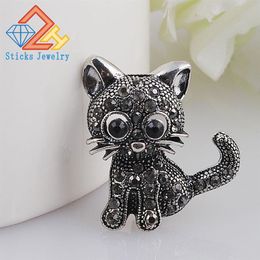 Modern Brooches Cute Little Cat Brooches Pin Up Jewelry For Women Suit Hats Clips Antique Silver Corsages2453
