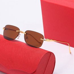 Round Luxury Sunglasses For Women Brand Designer Glasses Mens Ladies Crystal Sunglasses Womens Leopard Gold Metal Oval Rimless Sun236T
