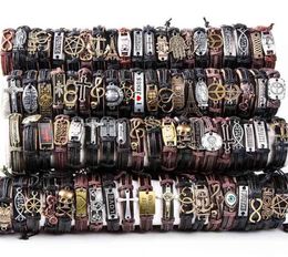 HOQIAGA 100pcs leather bracelets men women Genuine vintage punk rock retro couple handmade cuff wristband whole lots bulk 21033512138