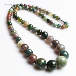 Pendant Necklaces Indian onyx Nature Stone Necklace For Women 6/8/10/12/14mm Quartz Semi-precious Stone Beaded Necklace Party GiftL231225