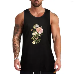 Men's Tank Tops Watercolor Vintage Floral Motifs Top Men Gym Bodybuilding Clothes Basketball Clothing Articles