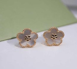 New Models In 2022 Plum Blossom Earrings S925 Full Body Sterling Silver Rose Gold Fritillaria Inlaid Luxury Brand Jewelry 7018616