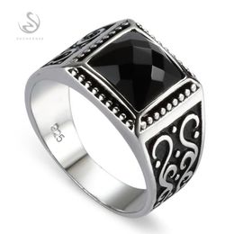 Eulonvan Engagement Wedding 925 Sterling Silver Male Finger Rings For Men Black Cubic Zirconia Drop S-3809 Size 6 - 13 Cluster296c