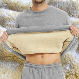 Winter Thermal Underwear Men Casual Fleece Sweatshirts Wool Liner Sweater Keep Warm Underwear Pullover Tops Plus Size M-5XL 231225