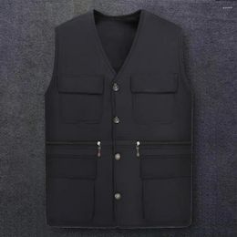 Men's Vests Stylish Men Cargo Vest Washable Solid Color Plus Size Pure Inner Pockets Jacket Streetwear