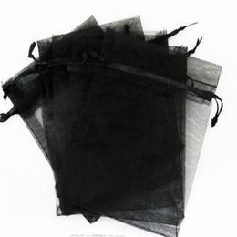 Sell 100pcs lot 7x9cm 9x12cm Black Organza Jewellery Gift Pouch drawstring Bags For Wedding Favours beads jewelry280E