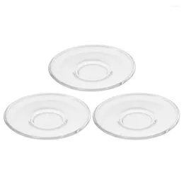 Cups Saucers 3pcs Clear Glass Saucer Round Plate Decorative Coffee Snack Serving Dish