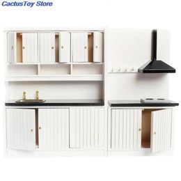 1 Set Kitchen Cabinet Fridge Furniture Kit Accessory Dollhouse Miniature Wood Suitable for 1 12 Dollhouse White Wooden Kitchen 231225