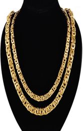 Chains Fashion Luxury Men Gold Chain Necklace Stainless Steel Byzantine Street Hip Hop Jewelry19779234