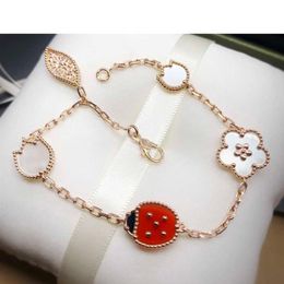 New Popular Beetle Plum Blossom Bracelet Women's Temperament Sweet Romantic Rose Gold S925 Sterling Silver Fritillaria Red Ag223A