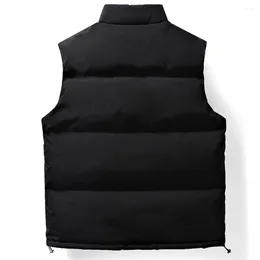 Men's Vests Men Thickened Vest Jacket Windproof Winter With Stand Collar Pockets Sleeveless Padded Coat For Fall Unisex