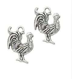 200Pcs alloy Rooster Charms Antique silver Charms Pendant For necklace Jewellery Making findings 22x17mm6374818