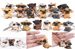 Keychains 3D Resin Cute Dog Key Chain For Lovers Animal Keyring Ring Holder Pom Gift Women Girl Bag Charms Car7245893