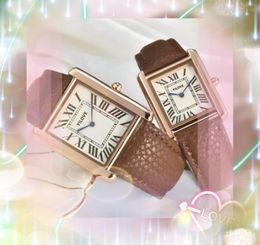 Beautiful Men's Women's Atmospheric Business Watch Premium Quartz Movement Clock Square Roman Tank Sereies Rose Gold Silver Cute Boy Girl Lady Watches Gifts