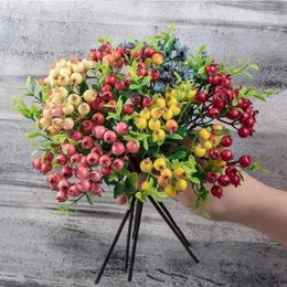 Decorative Flowers 10 Pcs/lot Christmas Decoration Artificial Flower DIY Room Decor Party Wedding Fake Fruit Cherry Berry