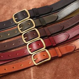 Belts 2.8CM Wide Retro Ladies Style Belt For Women's Top Layer Cowhide Fashion Versatile Denim Leather Women