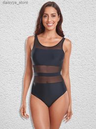 Swim wear One Piece Swimsuit 2023 New Women Swimwear Solid Black Sexy Mesh Monokini Bathing Suit Female Brazilian Swimming Beach WearL23118