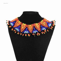 Pendant Necklaces African Resin Beads Choker Necklaces for Women Bohemian Ethnic Collar Necklace Collier Femme Tribal Indian Party Jewelry GiftL231225