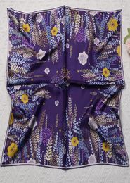 Scarves 70cm Purple Lavender 100 Silk Scarf Women Square Brand Shawl Fashion Hijab Bandana Foulard Hand Rolled Edges Neckerchief8570792
