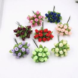 Decorative Flowers 2cm 12 Pcs/lot Artificial Flower Silk High Quality Rose Bouquet Wedding Decoration DIY Scrapbook Wreath Gift Box Craft