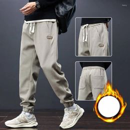 Men's Pants Autumn Winter KPOP Fashion Style Harajuku Slim Fit Trousers Sport Loose All Match Casual Plush Pockets Badge Sweatpants