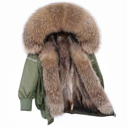 Maomaokong Natural Real fox fur collar Women coat Raccoon Fur liner jacket winter fashion warm loose waterproof embroidery parka 231222