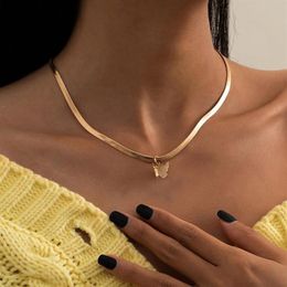 Snake Chain Choker Necklaces For Women 2021 Trend Butterfly Pendant Necklace Clavicle Fashion Jewellery Party Accessories Chokers2157