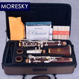 MORESKY Red Wood Professional Clarinet Rosewood bB Gold-plated 17 Keys Mopane Sib Klarnet M19