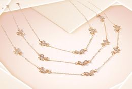 Sparkling rhinestone diamond butterfly multi layer choker necklace for women girls gold Colour ins fashion designer317N3433222