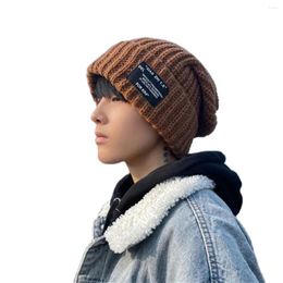 Berets Men's Autumn Winter Slouchy Beanie Knitted Hats Large Size Warm Cold Hat Loose Big Head Ware Knitting For Men