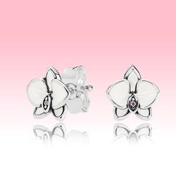White Magnolia Stud Earring Women Summer Jewellery for 925 Sterling Silver flower Earrings set with Original box set7953953