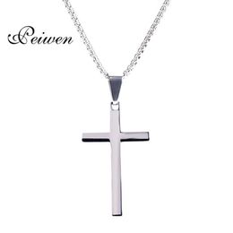Pendant Necklaces Jesus Cross Necklace For Men Women Stainless Steel Box Chains Christian Crucifix Silver Color Lucky Prayer Jewel242Z