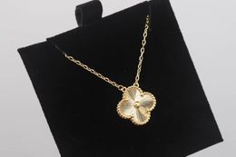 18k gold luxury laser clover designer pendant necklaces womens girls brand flower link chain short choker elegant necklace jewelry