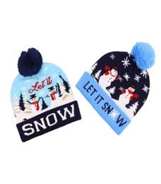 New Christmas Tree Snow Children Kids Winter LED Knitted Cap Warm Hat Scarf Set6437797