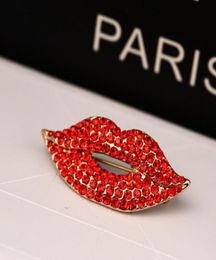 Wholefashion brand Scarf clips buckle rhinestone corsage sexy red lips brooch for women wedding party Jewellery accessories3273336