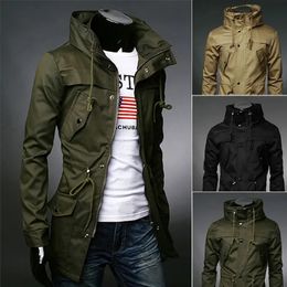 Mens Fashion Casual Trend High end Trench Coat Medium Long Slim Cape Four Seasons Jackets Outerwear Coats 231225