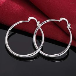 Hoop Earrings 925 Sterling Silver 4cm Circle Christmas Gift Charms Retro Women Lady Round Earring Jewelry