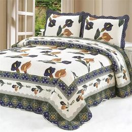 Handmade Cotton Quited Bedspread Set 3pcs Patchwork Duvet Blanket American Linen Quilt Coverlet Cubrecam Bed Cover Sheet Colcha 231222