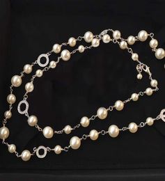 Fashion 5C pearl sweater chain Beaded necklace for women Party Wedding Jewellery for Bride1845558