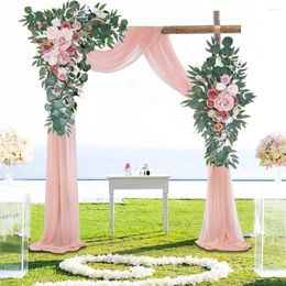 Decorative Flowers Dusty Rose Wedding Arch Flower Swag Arrangement For Country Ceremony Floral Garland Reception Backdrop Decoration