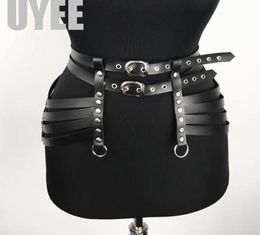 UYEE Women PU Leather Harness Body Belts Dress Garters Waist Belts Bondage Belt Punk Adjustable Suspender Double Straps LP0163696039