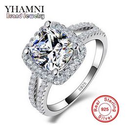 YHAMNI Original Fashion Jewelry 925 Sterling Silver Wedding Rings for women With 8mm CZ Diamond Engagement Ring Whole J29HG208H