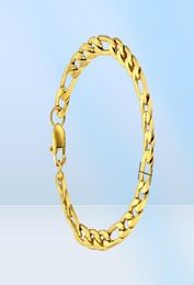 Link Bracelets Vintage Male Bracelet Gold Colour Stainless Steel Figaro Men Jewellery Bileklik PulserasLink4922569