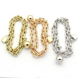 mens womens U-shaped bracelets Chain Designer Jewellery ball hand layer lock Bracelet as Wedding Christmas Gift2293