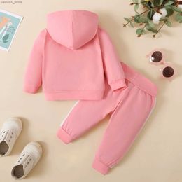 Clothing Sets 0-2 Year Old Newborn Baby Girls Spring and Autumn Hooded Letter Printed Long Sleeve Pants Fashion Set