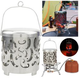 Outdoor Mini Gases Heater Portable Camping Gas Oven with Handle Stainless Steel Warming Stove Heater for Picnic Hiking Traveling 231225