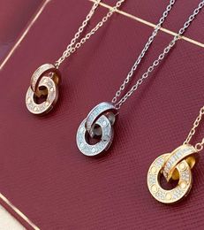 designer necklaces for women fashion chain dual ring luxury jewellery zircon diamond stainless steel silver rose gold chains desig8144048