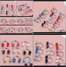 Rings Studs Drop Delivery 2021 Horseshoe Nose Body Jewellery Multi Colours Titanium Piercing 50PcsLot Aprmd4589231