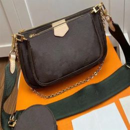 classic MULTI POCHETTE bags brown flower gree pink strap crossbody 24cm shouder bag clutch Designer women shoulder purse299C